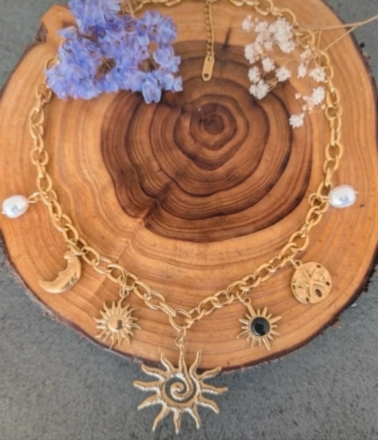 Collier à breloque en acier, inoxydable, ajustable doré